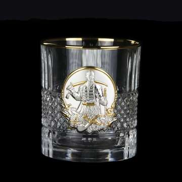 Набір для віскі Boss Crystal "Казаки ", 6 бокалів Brill Gold, накладки золото