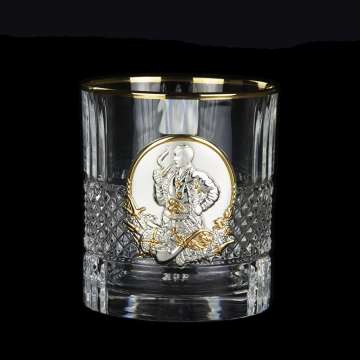 Набір для віскі Boss Crystal "Казаки ", 6 бокалів Brill Gold, накладки золото