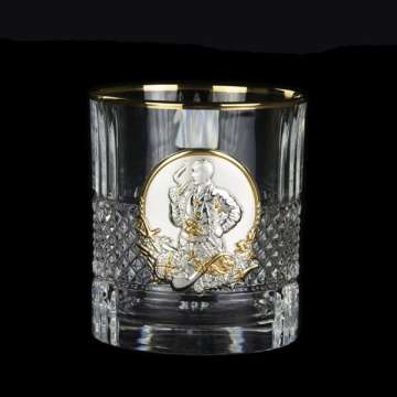 Набір для віскі серії "Тризуб" графін з гербом и 6 стакани золото з козаками