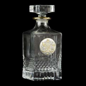 Набір для віскі "Гербовий з тризубом" 7 предметів Boss Crystal, графін, 6 келихів, срібло