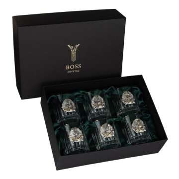 Набір для віскі "Полювання" Boss Crystal, 6 келихів, платина, срібло, золото, кришталь