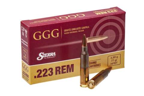 Патрон нарізний GGG кал. 223 Rem SIERRA HPBT, 77GR (4.99 г)