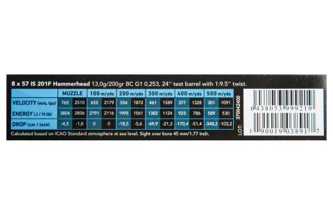 Набої Sako Hammerhead кал.8x57JS 13,0 гр SP (20шт.)