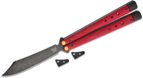 Ніж Benchmade "Necron", balisong, ruby red G10
