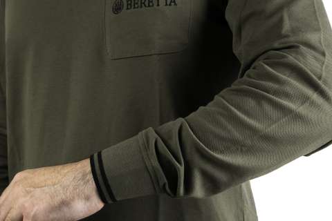 Футболка мужская с длинным рукавом Airmesh Polo LS "Beretta"  (олива)