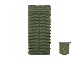 Матрац туристичний надувний одномісний Naturehike CNK2550WS033, 200x60x6.5 см, зелений, прямокутний із мішком для надування