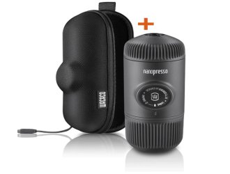 Портативна еспресо-кавоварка Wacaco Nanopresso сіра з чохлом, механічна, для меленої кави