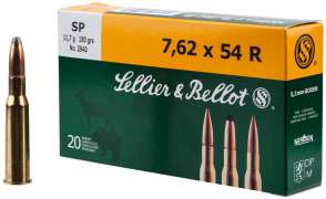 Патрон Sellier & Bellot кал. 7,62x54 R пуля SP масса 11,7 грамм/ 180 гран. Нач. скорость 800 м/с.