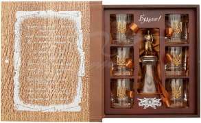 Подарунковий набір склянок "Козацькому Роду Нема Переводу" бронза для горілки