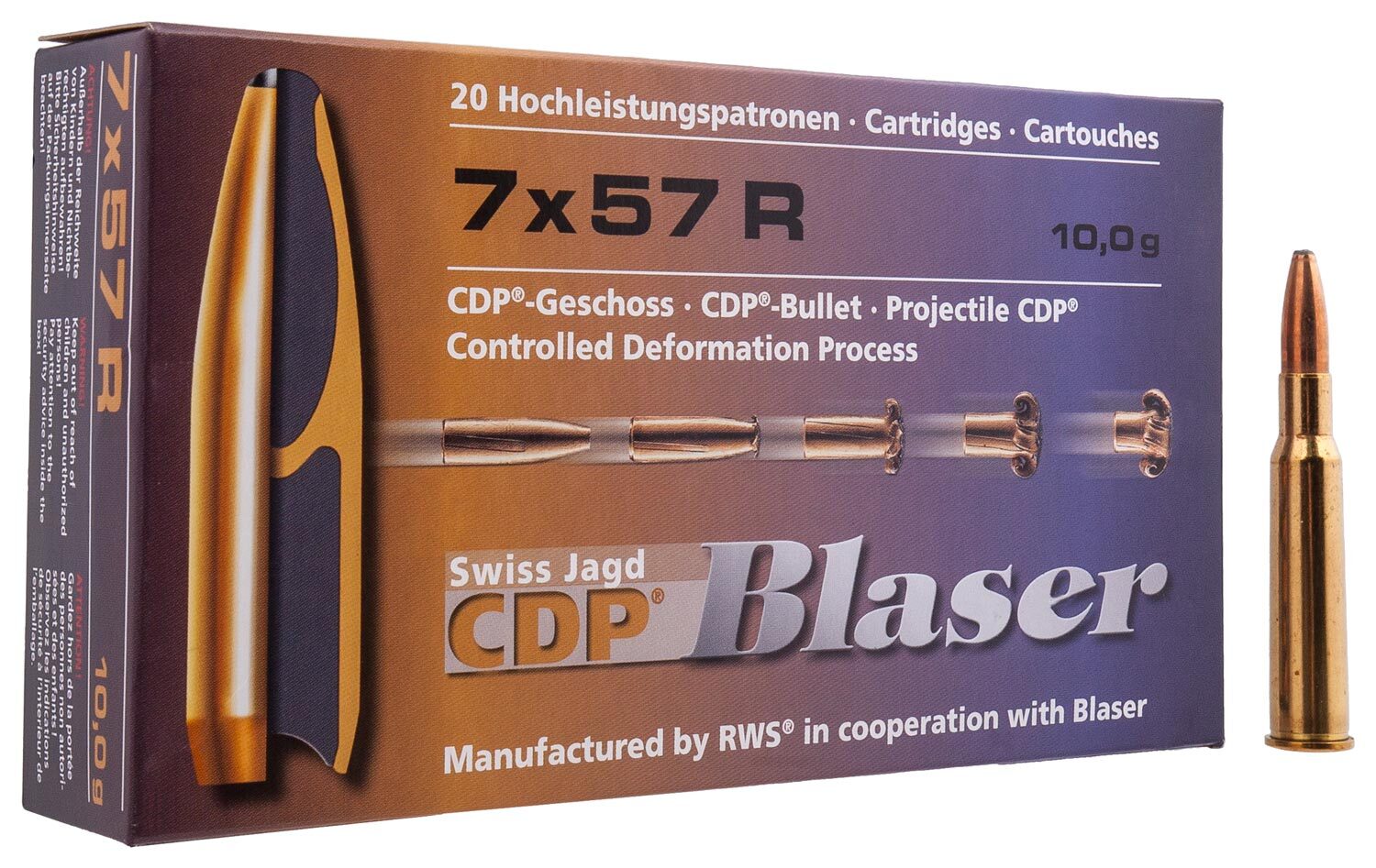 Патрон Blaser кал. 7x65 R пуля CDP масса 10,0 грамм/ 154 гран