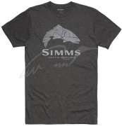 Футболка Simms Wood Trout Fill T-Shirt ц:charcoal heather
