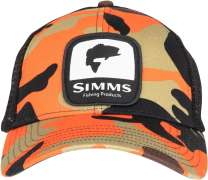 Кепка Simms Bass Patch Trucker One size. Woodland camo flame