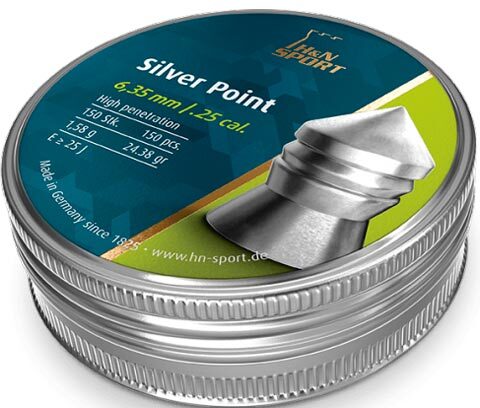 Пули пневматические H&N Silver Point. Кал. 6.35 мм. Вес - 1.58 г. 150 шт/уп