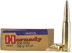 Патрон Hornady Match кал .308 Win пуля BTHP масса 168 гр (10.9 г) 20 шт/уп