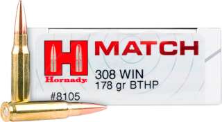 Патрон Hornady Match кал .308 Win пуля BTHP масса 178 гр (11.5 г)