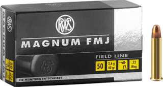 Патрон RWS Magnum FMJ кал. 22 WMR пуля VM масса 2,6 г