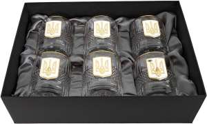 Подарунковий набір склянок Boss Crystal "Тризуб" з золотыми і серебряными накладками