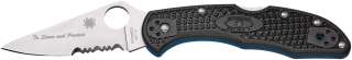 Нож Spyderco Delica 4 Lightweight Thin Blue Line полусеррейтор