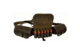 Патронташ-пояс Медан дворядний шкіряний з тисненням коричневий