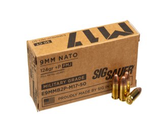 Патрон нарезной Sig Sauer 9х19 Luger +P Elite Ball M17 FMJ 124Gr (8,07 г)