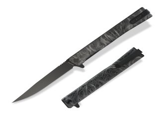 Нож Ocaso "Solstice", Engraved  titanium Topo Pattern, Black