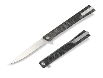 Нож Ocaso "Solstice", Engraved  titanium, Topo Pattern, Satin