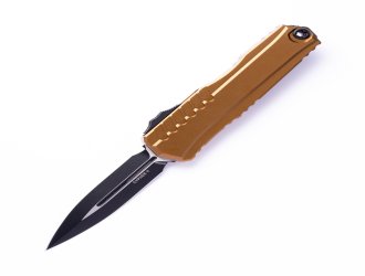 Нож Microtech Cypher II D/E OTF, черный клинок, рукоять tan
