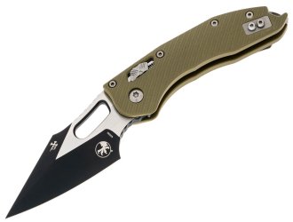 Нож Microtech Stitch S/E Ram-Lock, fluted, черный клинок, рукоять G10 OD green
