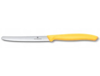 Нож кухонный Victorinox SwissClassic  11см, серрейтор, скругленный, желтый